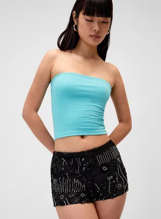 Twik Womens Beaded and sequined flowers minishort