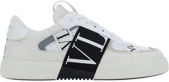 Valentino Garavani Geperforeerde Sneakers met Webbing Banden - Heren - Sneakers - Wit - 44 EU - Leer - Schoenen