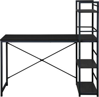 Mobili Rebecca Rebecca Mobili Mesa De Escritorio Para Pc Con Librer&iacute;a Madera Negra Metal Oficina En Casa Moderna