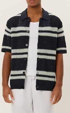 Les Deux Gianni Short Sleeve Knit Shirt in Dark Navy at Nordstrom Rack, Size Xx-Large