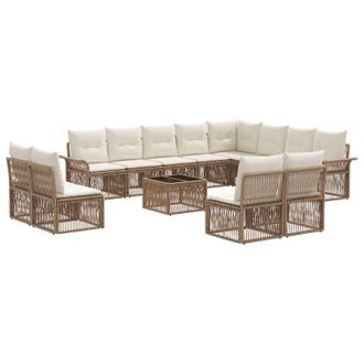 vidaXL Conjunto De Sof&aacute;s De Jard&iacute;n 13 Pcs Beige Rat&aacute;n Sint&eacute;tico Vidaxl