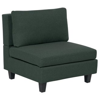 Beliani Sill&oacute;n Modular De Tela De Acolchado Con Coj&iacute;n Pieza Sof&aacute; Modular Verde Oscuro Unstad