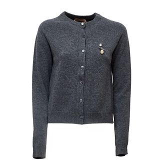 N&deg;21 Jeweled Button Crewneck Cardigan