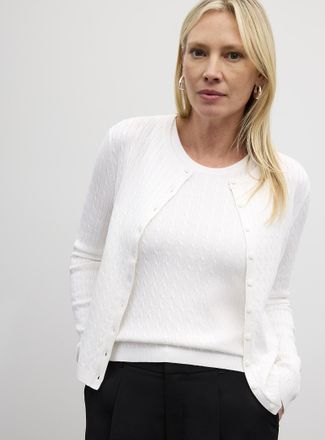 Contemporaine Womens Flowy cable-knit Cardigan Sweater