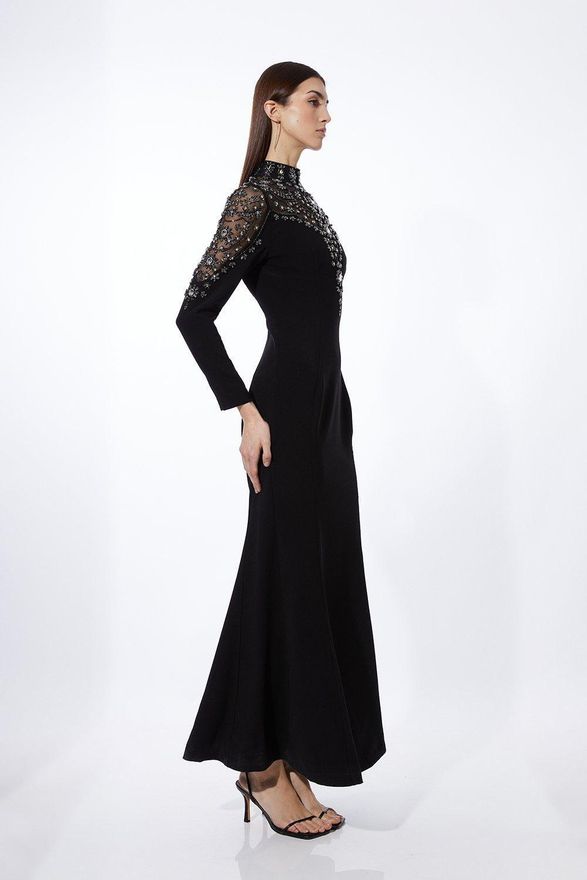 Karen Millen Petite Premium Crystal Embellished Woven Maxi Dress from  £599.00