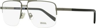 Ermenegildo Zegna Mens Rectangular Pilot Eyeglasses EZ5274 009 Matte Gunmetal 59mm