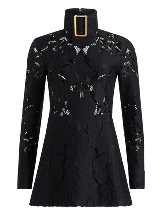Patou buckle-collar lace dress - women - Organic Cotton/Viscose - 34 - Black