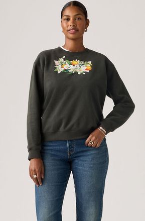 Levi's Sweatshirt LEVIS GR EVERYDAY CREW, Damen, Gr. XS (34), crew orange farm bw pirate schwarz, Sweatware, Obermaterial: 58% Baumwolle, 42% Polyester, regu