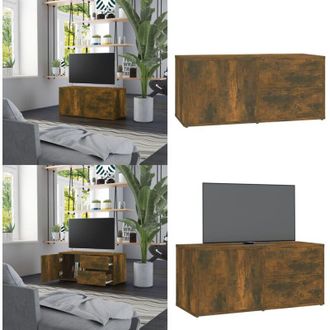 vidaXL Mobile Porta TV Rovere Fumo 80x34x36 cm in Legno Multistrato - Mobile TV in legno - Mobile TV Rovere Fumo