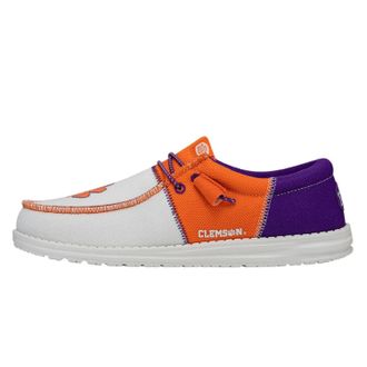 HeyDude Hey Dude Mens Wally NCAA | Mens Shoes | Mens Slip-on Loafers | Comfortable & Light-Weight, Clemson Orange/Purple, 8 UK