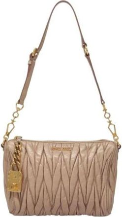 Miu Miu Tweedehands leren schoudertassen - Dames - Vintage Schoudertas - Roze - ONE Size - Leer - Vintage