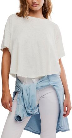 Free People Elsie Linen & Cotton Slub Jersey Swing T-Shirt in Whisper White at Nordstrom, Size X-Small
