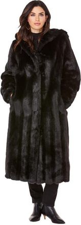 Roaman's Plus Size Hooded Faux Fur Coat in Black at Nordstrom, Size Medium