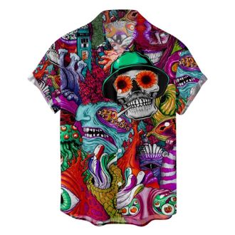 Generic VYLYNL Mens Short Sleeve Shirts - Hawaiian Shirts for Men Comic Graphic Printed Beach Shirt Button Down Tropical Holiday Summer Short Sleeve Shirt Top
