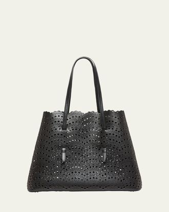 Alaia Mina 37 Large Perforated Leather Tote Bag