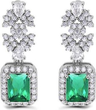 Christian Siriano Emerald Cut Cubic Zirconia Drop Earrings in Silver/Green at Nordstrom Rack