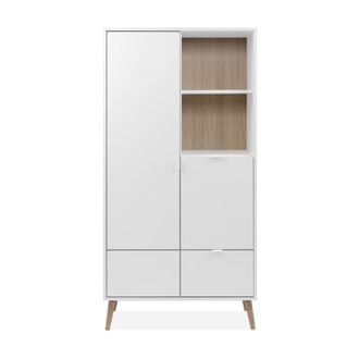 Calicosy Aparador 2 puertas, 2 nichos, 1 caj&oacute;n, efecto blanco y roble a155 cm