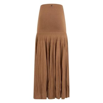 Paco Rabanne Lange gebreide zwierige rok - Dames - Rokken - Bruin - Maat: XS Zijde