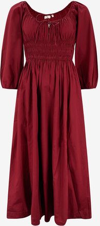 D&ocirc;en Langes Kleid aus Baumwollpopeline mit Bindekragen Quintesa