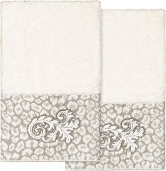 Linum Home Textiles 100% Turkish Cotton April 2Pc Embellished Hand Towel Set