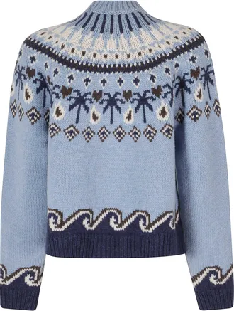 Alanui Sweet Winter Tropical Jacquard Virgin Wool Sweater
