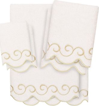 Linum Home Textiles 100% Turkish Cotton Simplicity Scallop 6Pc Embellished Towel Set