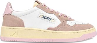 Autry White And Pink Medalist Sneakers