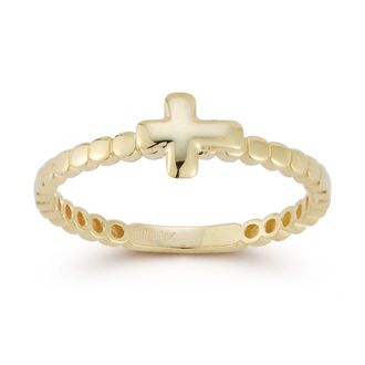 Ember Fine Jewelry 14K Gold Dainty Cross Beaded Ring