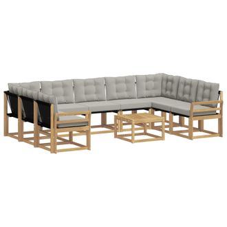 vidaXL Conjunto De Sof&aacute;s De Exterior 10 Pcs Blanco Y Gris Claro Vidaxl