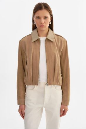 LaMarque Robbie | Suede Bomber Jacket in Beige at Nordstrom, Size X-Small