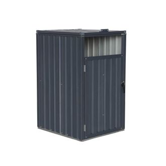 Sweeek Cobertizo para cubo de basura de acero galvanizado gris, gris