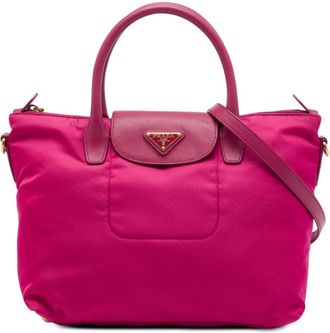Prada Pre-owned Prada Saffiano Trimmed Tessuto Satchel Ladies BTPOUCK6XC8PKA26