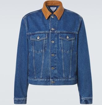 Bottega Veneta Giacca di jeans con pelle Intrecciato