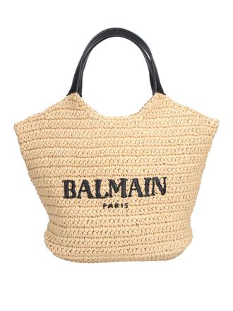 Balmain Logo Tote Bag In Raffia