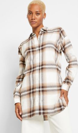 Bonprix Flanellhemd BONPRIX, Damen, Gr. 36, N-Gr, braun (dunkelbraun kariert), Web, Obermaterial: 100% Baumwolle, kariert, oversize Po-bedeckend, Manschette, 