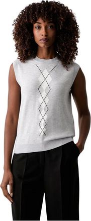 Liu Jo Chaleco de punto con cuello redondo - Knitwear - Mujer - Gris - M