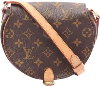 Louis Vuitton Pre-owned Tambourin Monogram coated canvas schoudertas - Dames - Vintage Schoudertas - Bruin - ONE Size - Leer - Vintage