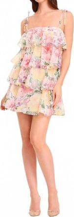 Dress The Population Pixie Floral Ruffle Mini Dress In Ivory Multi