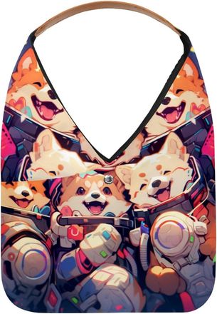 Generic Cute Space Dog Reusable Lightweight Grocery Bags - Foldable Into Compact Pouch, Washable & Sturdy, Multipurpose for Shopping and Travel