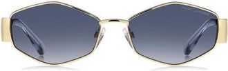 Marc Jacobs 55mm Geometric Sunglasses in Gold Blue/Dark Blue Sf at Nordstrom