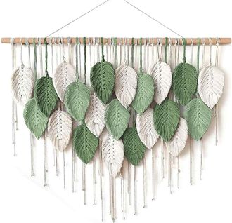OEM Tapiz De Pared Grande De Macram&eacute;, Con Estampado De Hojas Bohemias, Tapiz De Pared Tejido A Mano, Decoraci&oacute;n De Pared De Estilo Bohemio Chic Para Dormi