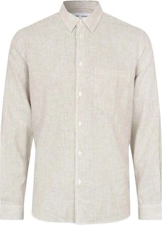Sams&oslash;e & Sams&oslash;e Lange Mouwen Geweven Shirt - Heren - Casual Overhemden - Beige - M - Katoen - Overhemden