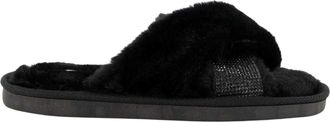 Dune London Dames Diamante Nepbont Binnenpantoffels (Zwart)