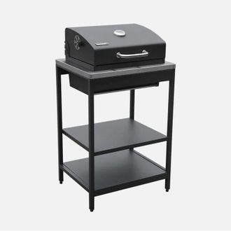 Sweeek Sweeek - Parrilla De Barbacoa Al Carb&oacute;n Acero Inoxidable Rejilla Cromada 2 Estantes, Naxos, Negro, 60x58.5x138 Cm