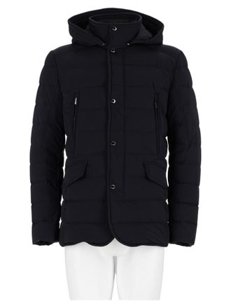 Moorer Blue Quilted Hooded Down Jacket