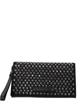 Karl Lagerfeld crystal-embellished clutch bag - women - Polyester/glass/Leather - One Size - Black