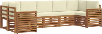 vidaXL Conjunto De Sof&aacute;s De Exterior 7 Uds. Natural Y Crema Vidaxl