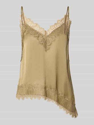Luisa Cerano Luisa Cerano Regular Fit Top mit Spitzenbesatz in Oliv, Gr&ouml;&szlig;e 34