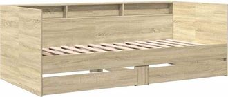 vidaXL Sof&aacute; Cama Con Cajones Sin Colch&oacute;n Roble Sonoma 90x190 Cm Vidaxl