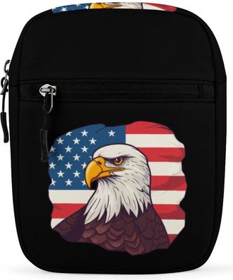 Generic American Flag Eagle Crossbody Bag Adjustable Satchel Cute Shoulder Bag Lightweight Sling Bags